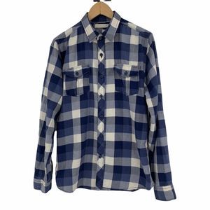 Womans Plaid Blouse Top M 9841 Cotton Long Sleeve